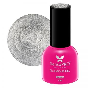 Oja Semipermanenta Glamour Gel SensoPRO Milano 8ml, Silver Sparkle #56