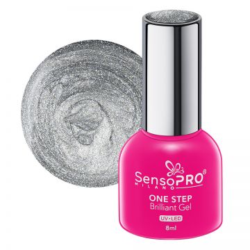Oja Semipermanenta One Step Brilliant Gel SensoPRO Milano 8ml, Silver Time #75