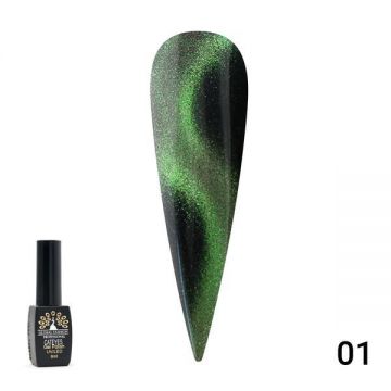 Oja semipermanenta, Global Fashion, 24D Cat Eye, 8 ml, Verde 01