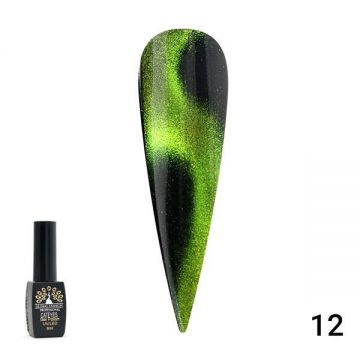 Oja semipermanenta, Global Fashion, 24D Cat Eye 8 ml, Verde 12