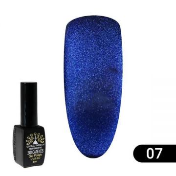 Oja semipermanenta, Global Fashion, 24D 2020 Cat Eye, 8 ml, Albastru 07