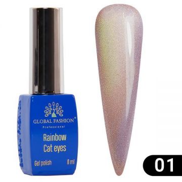 Oja semipermanenta, Global Fashion, Rainbow Laser Cat Eyes, 8ml, Nude 01
