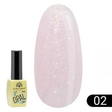 Bază pentru unghii Opal Rubber Base, Global Fashion 8 ml, 02