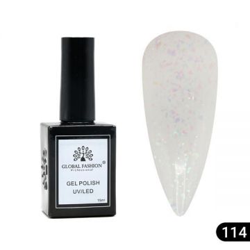Oja semipermanentă Global Fashion, Gel polish Elite Glow 15 ml, 114