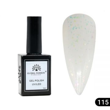 Oja semipermanentă Global Fashion, Gel polish Elite Glow 15 ml, 115