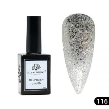 Oja semipermanentă Global Fashion, Gel polish Elite Glow 15 ml, 116