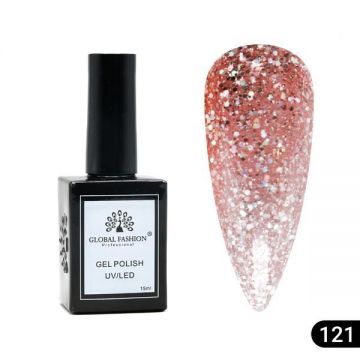 Oja semipermanentă Global Fashion, Gel polish Elite Glow 15 ml, 121