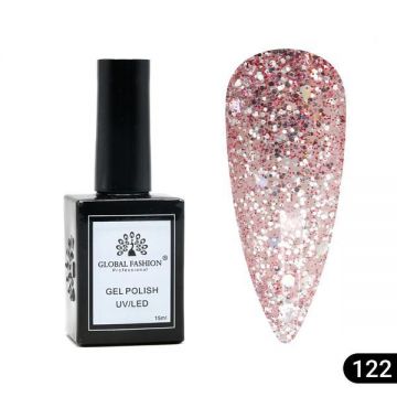 Oja semipermanentă Global Fashion, Gel polish Elite Glow 15 ml, 122
