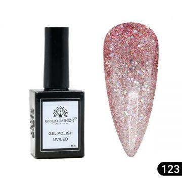 Oja semipermanentă Global Fashion, Gel polish Elite Glow 15 ml, 123