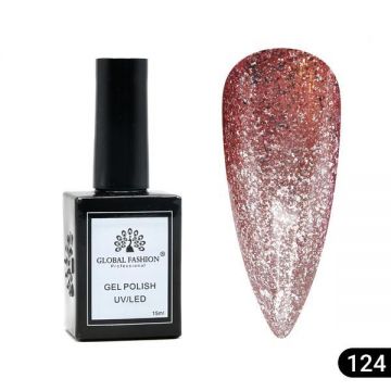 Oja semipermanentă Global Fashion, Gel polish Elite Glow 15 ml, 124