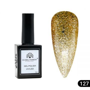 Oja semipermanentă Global Fashion, Gel polish Elite Glow 15 ml, 127