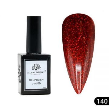 Oja semipermanentă Global Fashion, Gel polish Elite Glow 15 ml, 140