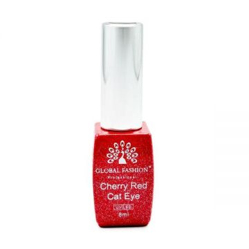 Ojă semipermanentă ochi de pisică Cherry Red Cat Eye Global Fashion, 8ml, 004