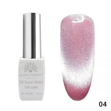 Oja semipermanenta, Snow White, 3D Cat Eye, Global Fashion 8ml, 04