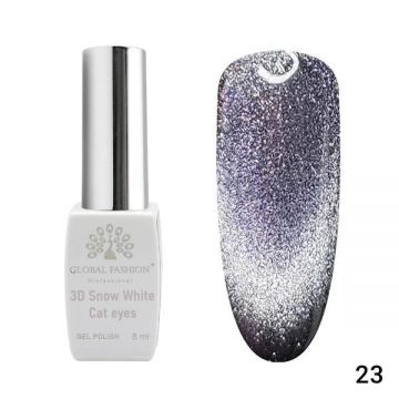 Oja semipermanenta, Snow White, 3D Cat Eye, Global Fashion 8ml, 23 ( Fara Tpo)