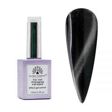 Top Coat Changing Cat eyes, argintiu, 15 ml(TPO FREE)