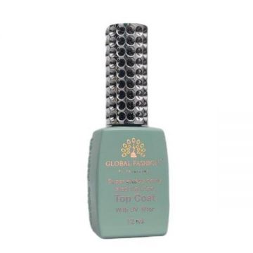 Top Coat cu filtru UV, Global Fashion, Super Glossy Shiny Top Coat cu filtru UV, 12 ml