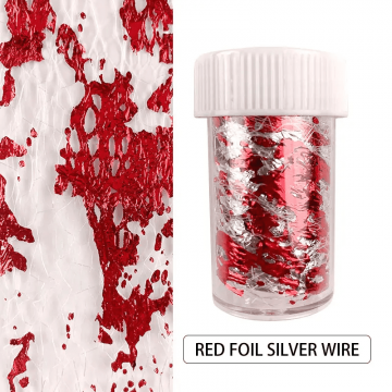 Foita decor unghii 4x50cm. Q008 Red Silver - Q001 - EVERIN