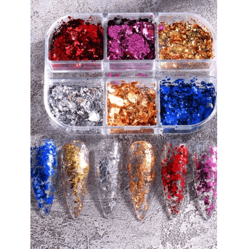 Fulgi decor unghii set 6 culori CBY-1 - CBY-1 - Everin.ro