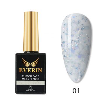 Rubber Cover Base Everin 15ml- MILKY FLAKES 01 - MF-01 - Everin.ro