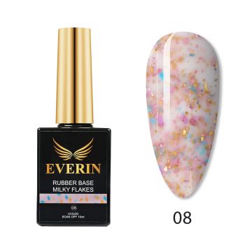 Rubber Cover Base Everin 15ml- MILKY FLAKES 08 - MF-08 - Everin.ro