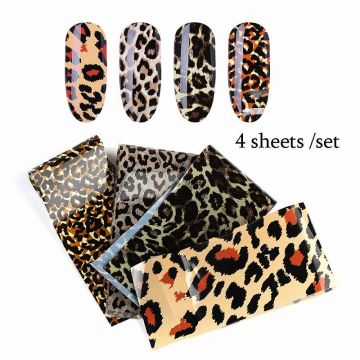 SET 4 FOLII DE TRANSFER 4X20CM LEOPARD - FT-S4 - Everin.ro