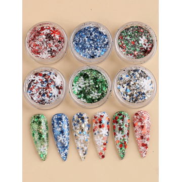 Set 6 culori fulgi si paiete pentru decor iarna/Craciun WCR-KK2 - WCR-KK2 - Everin.ro