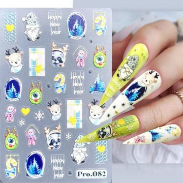 Sticker decor unghii model iarna/Craciun 5D PRO082 - Everin