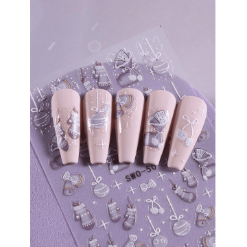 Sticker decor unghii model iarna/Craciun 5D SWO-50 - Everin
