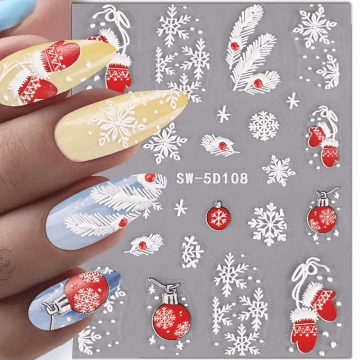 Sticker decor unghii model iarnaFulgi SW-5D108 - SW-5D107 - EVERIN