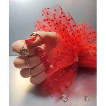 Manseta decor poze- rosu cu buline mici