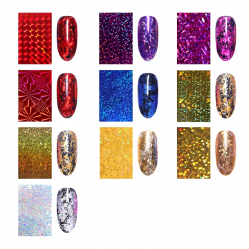 Set 10 folii de transfer holographic 4 x 20cm.