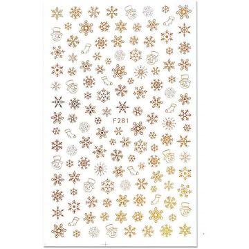 Sticker decor unghii model iarna f281 auriu