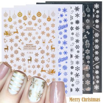 Sticker decor unghii model iarna f283 auriu