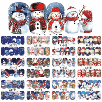 Tatuaj decor unghii modele iarna/craciun 12 in 1 a1141-a1152