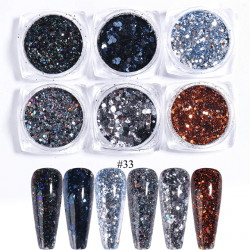 Sclipici si paiete set 6 culori SYG-4