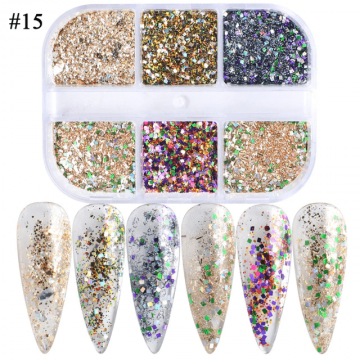 Sclipici si paiete set 6 culori SYG-6