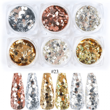 Sclipici si paiete set 6 culori SYG-7