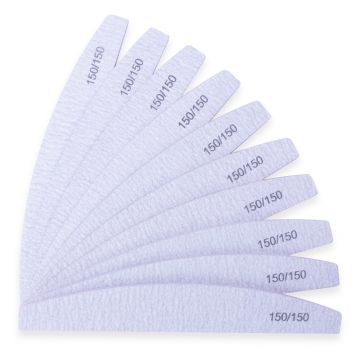 Set 10 Bucati Pila unghii Molly Lac Slim Zebra Grey 150/150 - ZB-JD-10