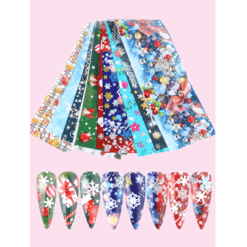 Set 10 folii de transfer 4X20cm. modele de Craciun/Iarna SW7115