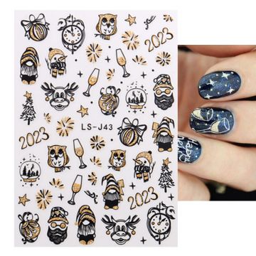 Sticker decor unghii 3D model iarna/Craciun LS-J43