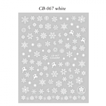 Sticker Decor Unghii Model Iarna/Craciun CB-067 Fulgi Albi - CJ-023