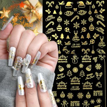 Sticker decor unghii model iarna/Craciun CB-149 Auriu - F889