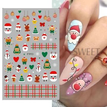 Sticker decor unghii model iarna/Craciun F993 - F891