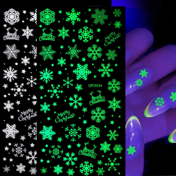 Sticker decor unghii model iarna/Craciun Fosforescent DP2036