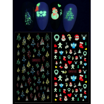 Sticker decor unghii model iarna/Craciun Fosforescent DP2112