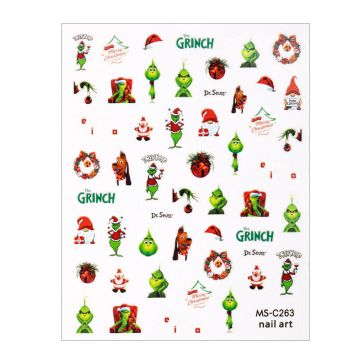 Sticker decor unghii model iarna/Craciun MS-C263 The Grinch - F889