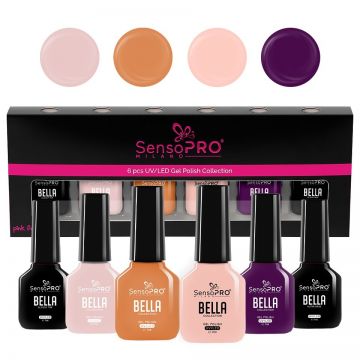 Set 4 Oje Semipermanente, Base Coat & Top Coat SensoPRO Milano, BELLA Brilliance