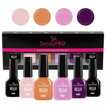 Set 4 Oje Semipermanente, Base Coat & Top Coat SensoPRO Milano, BELLA Brilliance