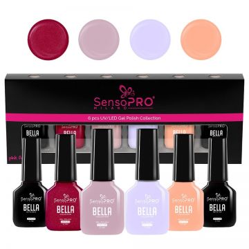 Set 4 Oje Semipermanente, Base Coat & Top Coat SensoPRO Milano, Timeless BELLA